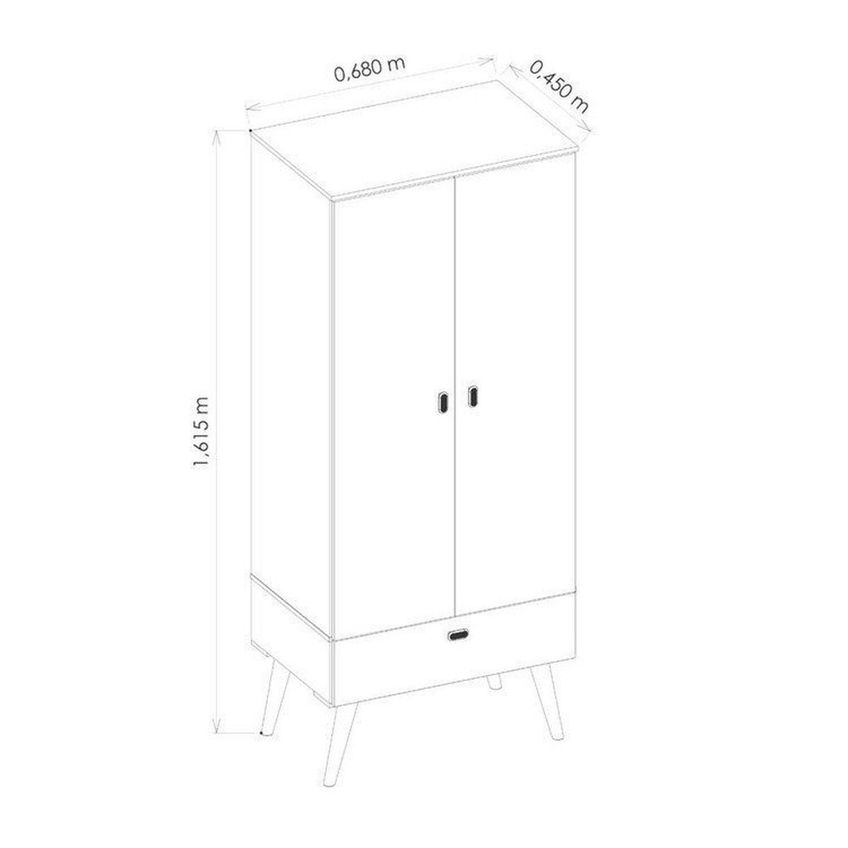 Guarda Roupa Solteiro Armário Compacto Multifuncional Encanto 4 Portas 2 Gavetas Marrom Off White Cinamomo/off White - imagem 3