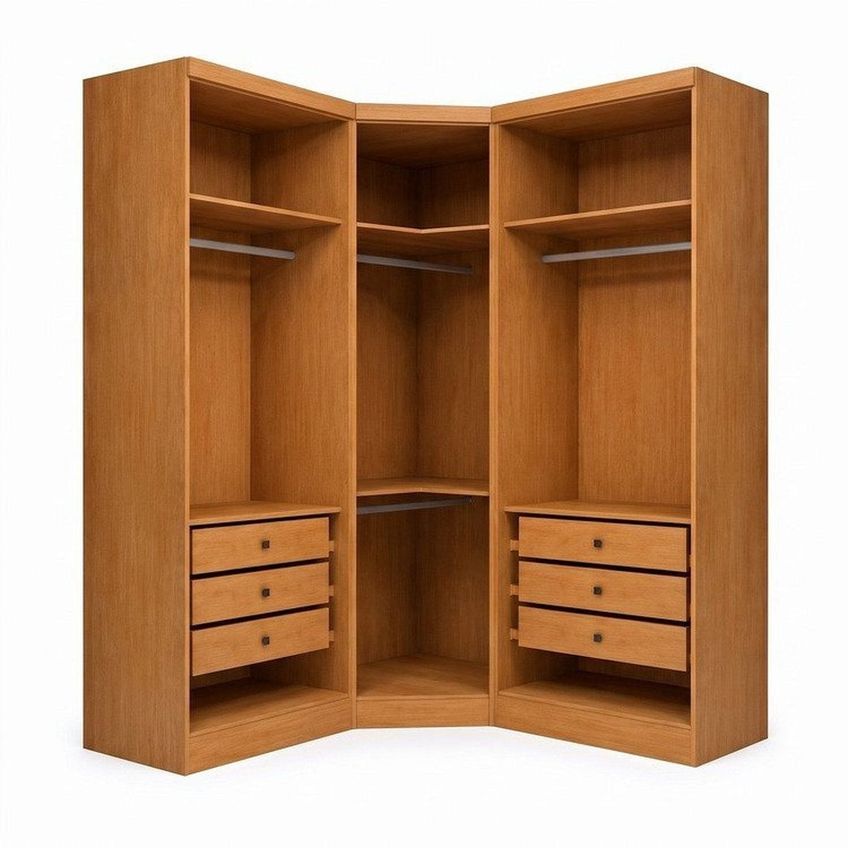 Guarda-roupa 3 Peças, 2 Módulos 2 Portas + 1 Módulo Canto Oblíquo Porta Reflecta Cinamomo/fendi - imagem 4
