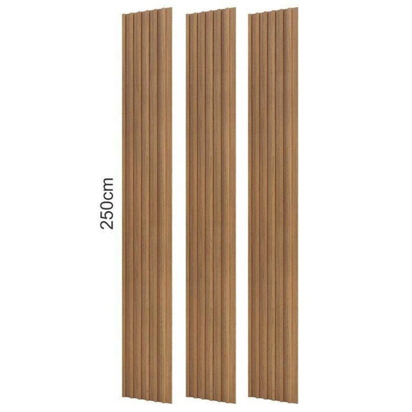 Painel Ripado Para TV 80 Polegadas 250cmx223,5cm 100% MDF Em Placa Com Prateleira Marrom Freijó/Madeirado - imagem 5