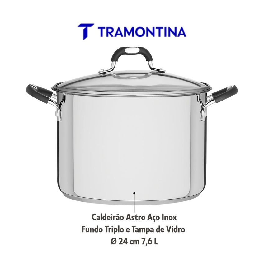 Caldeirão Aço Inox Astro Fundo Triplo Indução 24cm 7,6 L Tramontina - imagem 3