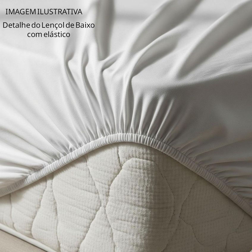 Jogo De Cama Lençol King Malha Soft 100% Algodão Fio Penteado Estampado Toque Macio 3 Peças Geométrico Bege - imagem 3