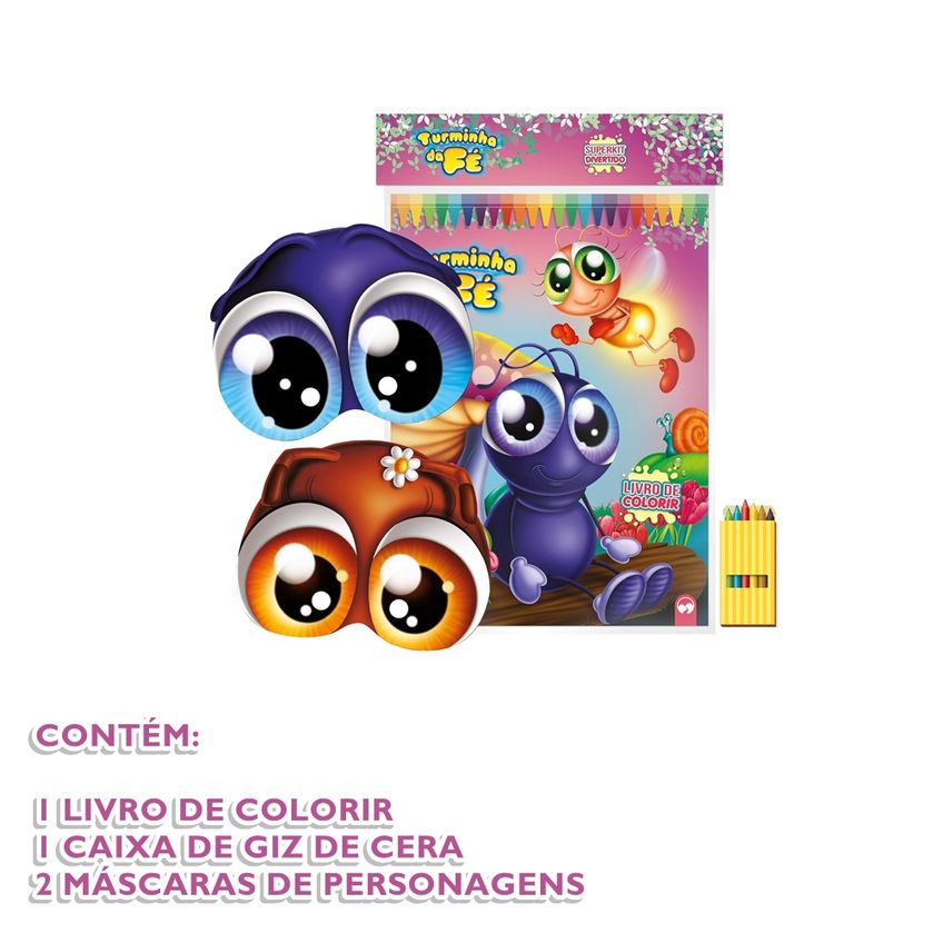 Superkit Infantil Divertido De Colorir Com Giz E Máscaras - Turminha Da Fé - imagem 3