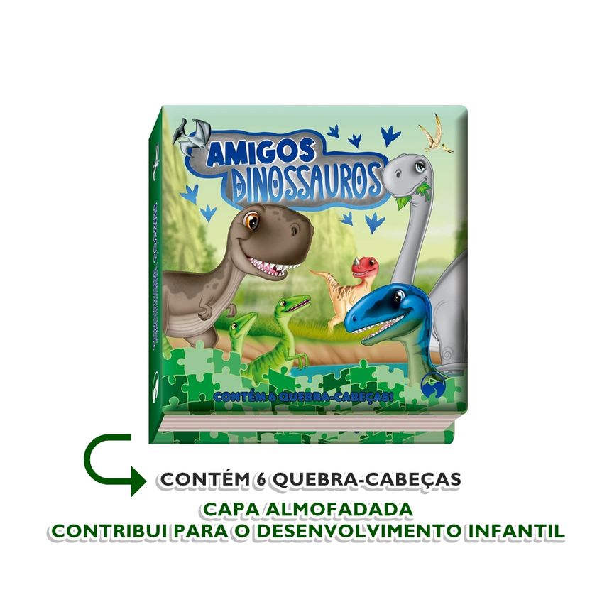 Livro Infantil Almofadado Com Quebra-Cabeça - Dinossauros - imagem 3