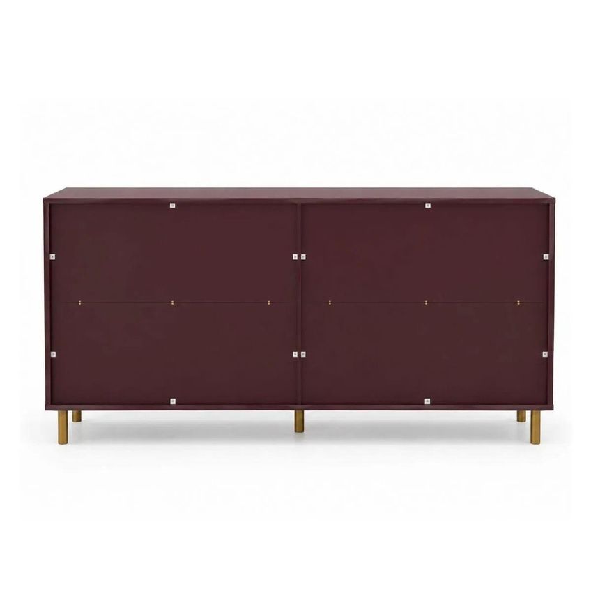 Cômoda 6 Gavetas Em Mdf Vinho 158x40x76cm Ditália - imagem 4