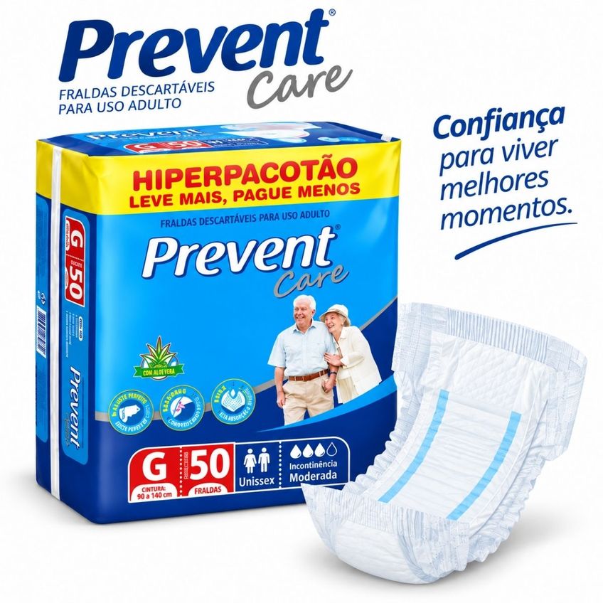 Kit Fralda Geriátrica Prevent Hiper G Com 100 Unidades - imagem 3