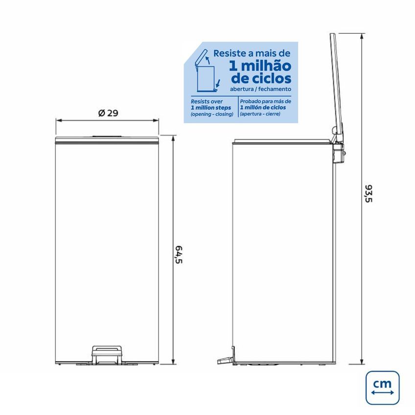 Lixeira Com Pedal Loop Em Aço Inox Polido 30 L Tramontina - imagem 3
