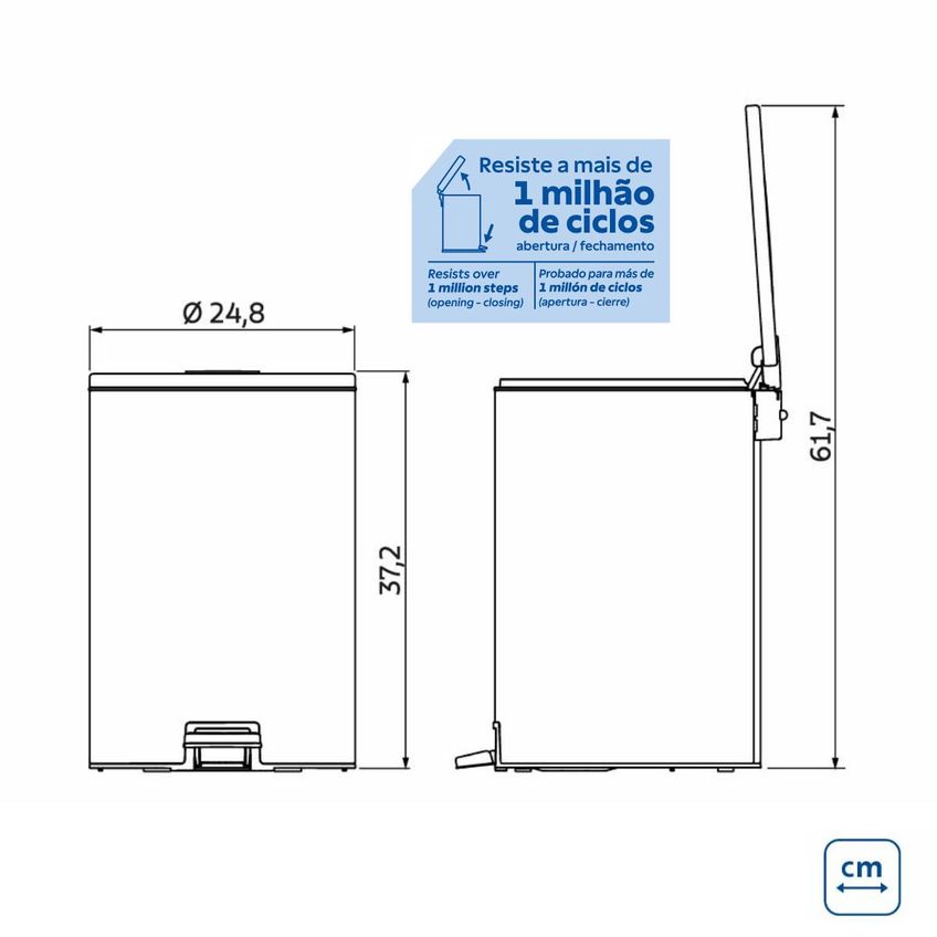 Lixeira Com Pedal Loop Em Aço Inox Polido 12 L Tramontina - imagem 3