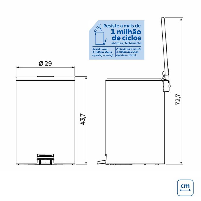 Lixeira Com Pedal Loop Em Aço Inox Polido 20 L Tramontina - imagem 3