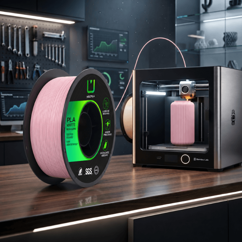 Filamento 3D PLA Matte Rosa Claro Multfila 1.75mm 1kg - imagem 3