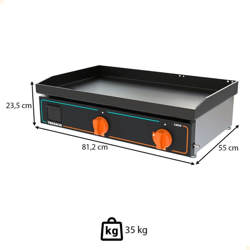 Chapa Bifeteira Deguste Luxo New Venâncio 80 Cm A Gás GLP C80N 78433 - imagem 3