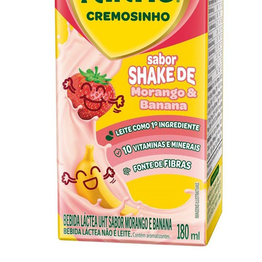Bebida Láctea Ninho Cremosinho Morango E Banana 180ml Embalagem Com 27 Unidades - imagem 3