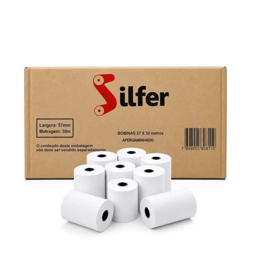 Bobina Apergaminhada 57mm X 30m Branca (Caixa Com 30 Bobinas) - Silfer - imagem 3