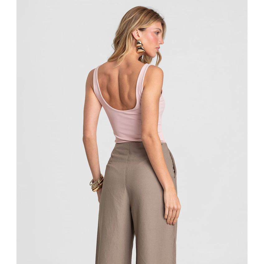 Body Feminino Poliamida Decote U Nas Costas Dianna Rosa M - imagem 3