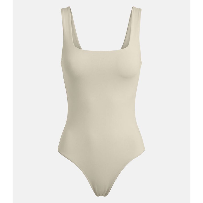 Body Feminino Poliamida Decote U Nas Costas Dianna Bege M - imagem 5