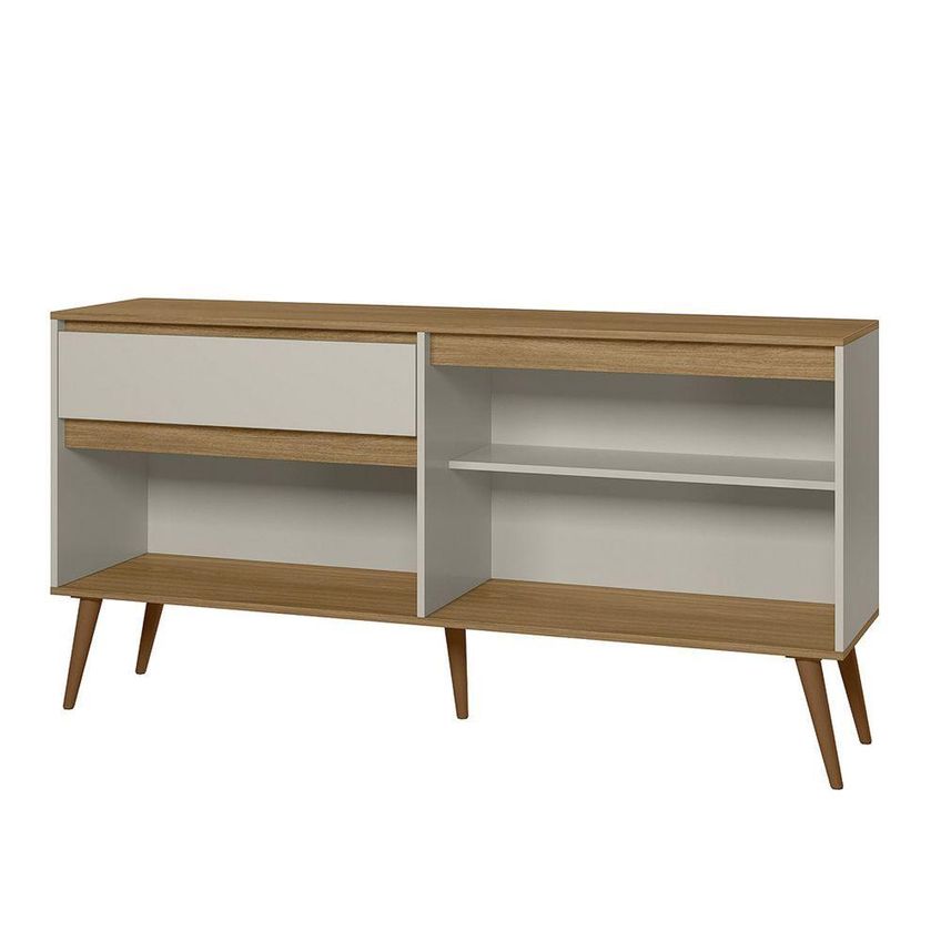 Aparador Buffet Bellagio Retrô 4 Portas 1 Gaveta Mdf Pés Palito Off White - imagem 3