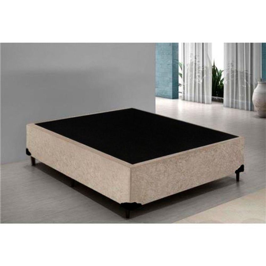 Cama Box Casal Suede Extremo Reforçado Tecido Sintético Bege Homequeen - imagem 4