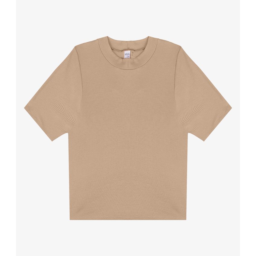 Blusa Feminina Ribana Gola Em Molde Infinita Cor Marrom G - imagem 3