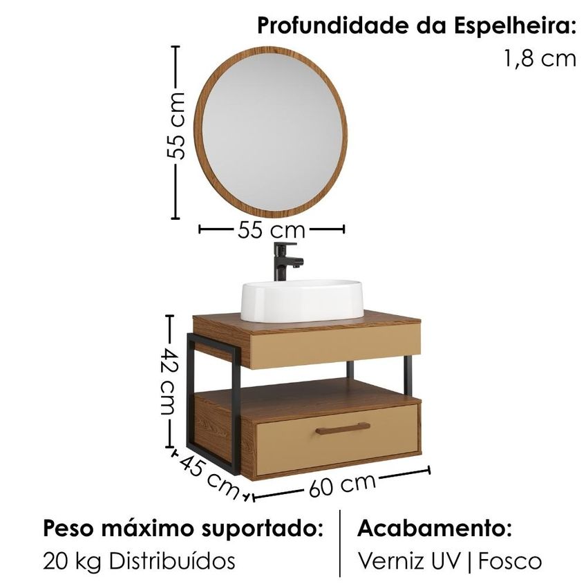 Gabinete Banheiro Espelheira E Cuba Branca Olympo Fendi Freijo Bechara - imagem 3