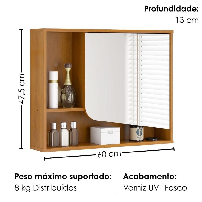 Armário Espelheira 1 Porta 60 Cm Delta Naturalle Bechara - imagem 3