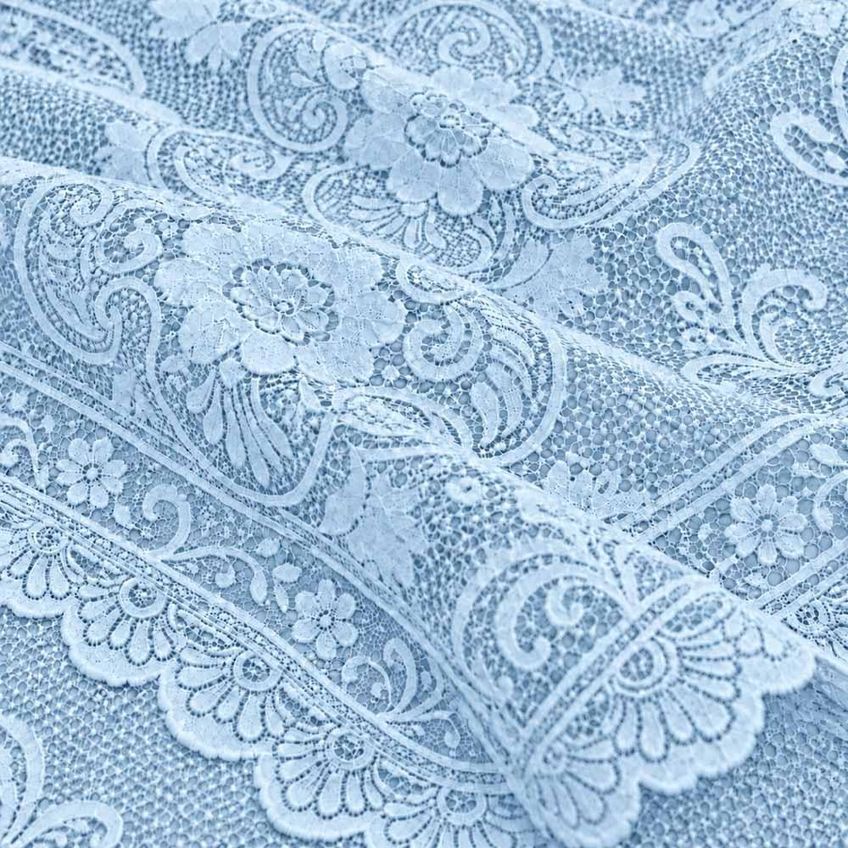 Toalha De Mesa Renda 1,50m X 2,30m Para Mesa 6 Lugares Fácil De Limpar Azul - imagem 3