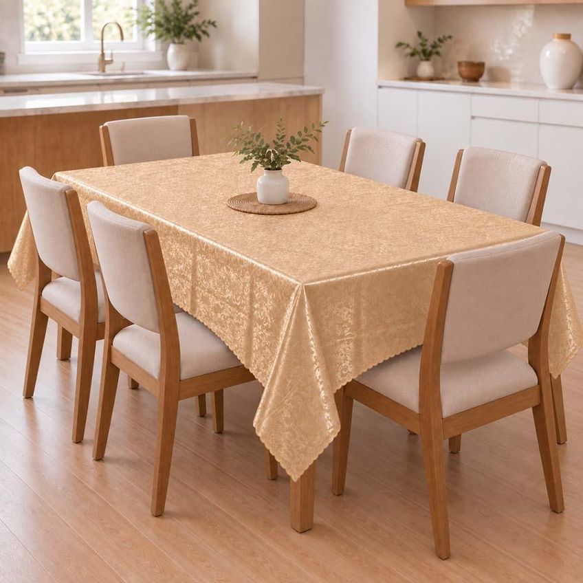Toalha De Mesa 1,50m X 2,30m Para Mesa 6 Lugares Estampa Floral Impermeável Fácil De Limpar Mostarda - imagem 3