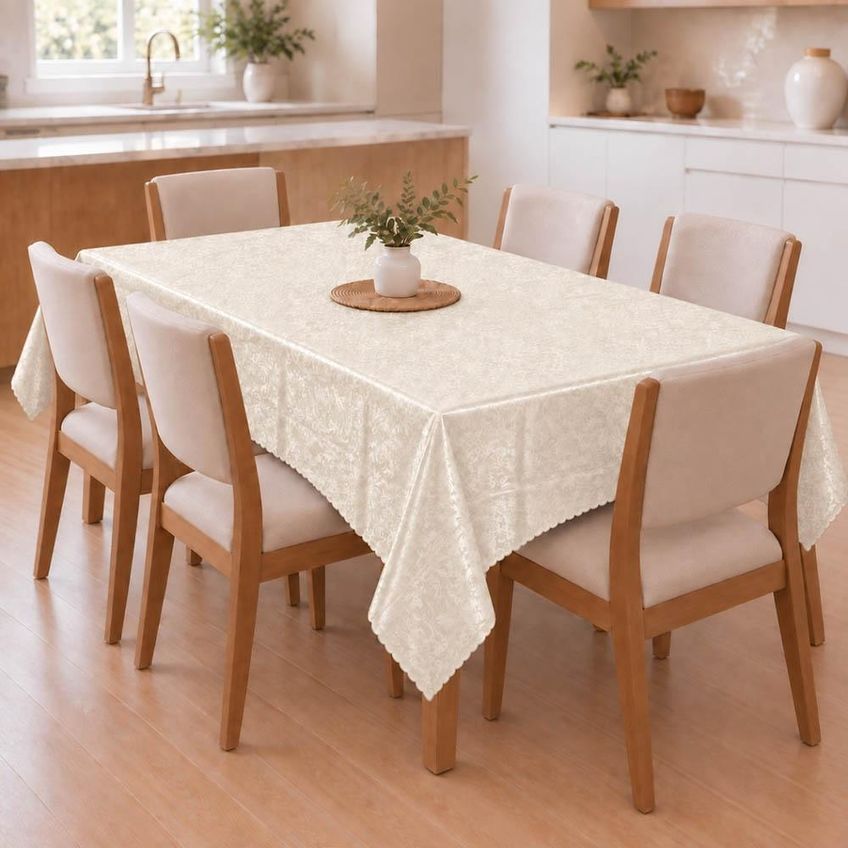 Toalha De Mesa 1,50m X 2,30m Para Mesa 6 Lugares Estampa Floral Impermeável Fácil De Limpar Palha - imagem 3
