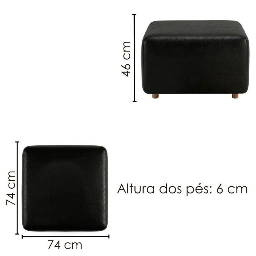 Kit 2 Puff Modular Block 74x74 Cm Pes Madeira Courino Tcs 724 Moll - imagem 3