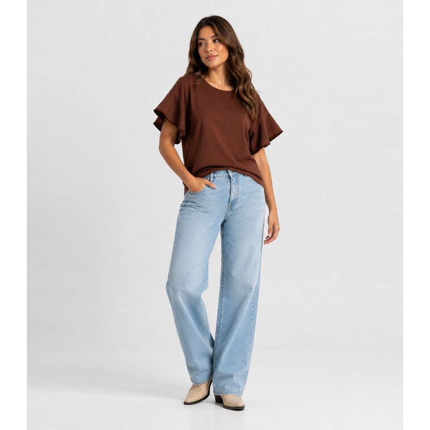 Blusa Feminina Em Malha Visco Infinita Cor Marrom P - imagem 3