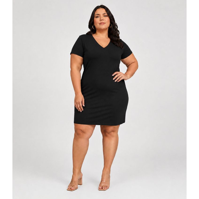Vestido Feminino Em Ribana Secret Glam Preto Plus G3 - imagem 3