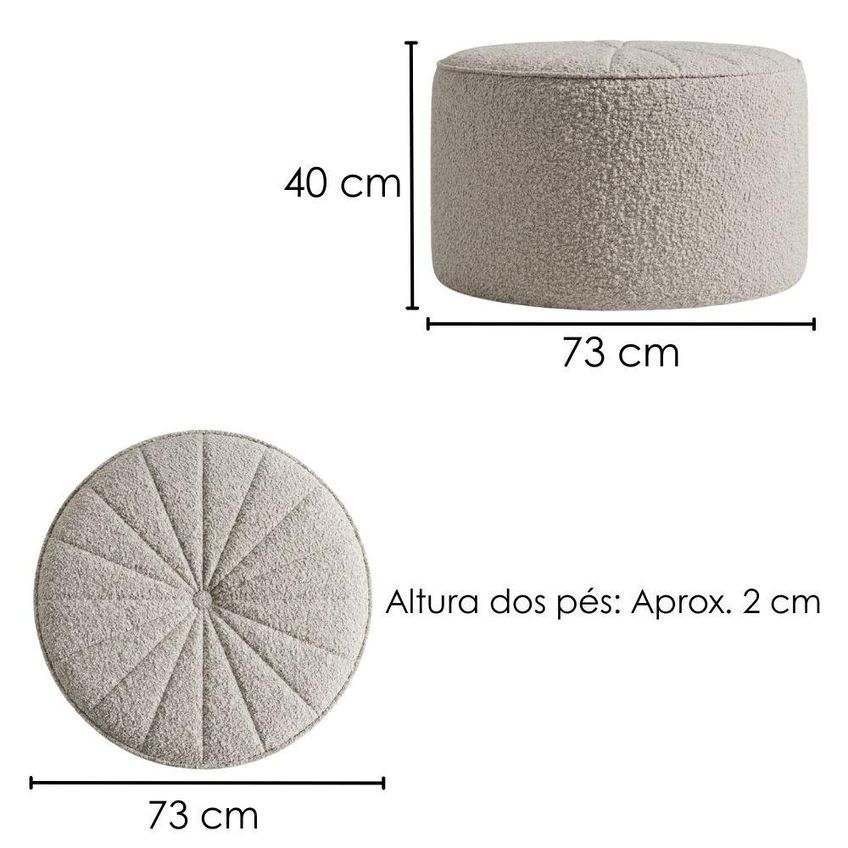 Puff Decorativo Eron 73x73 Cm Pes Fixos Boucle Tce 1018 Moll - imagem 3