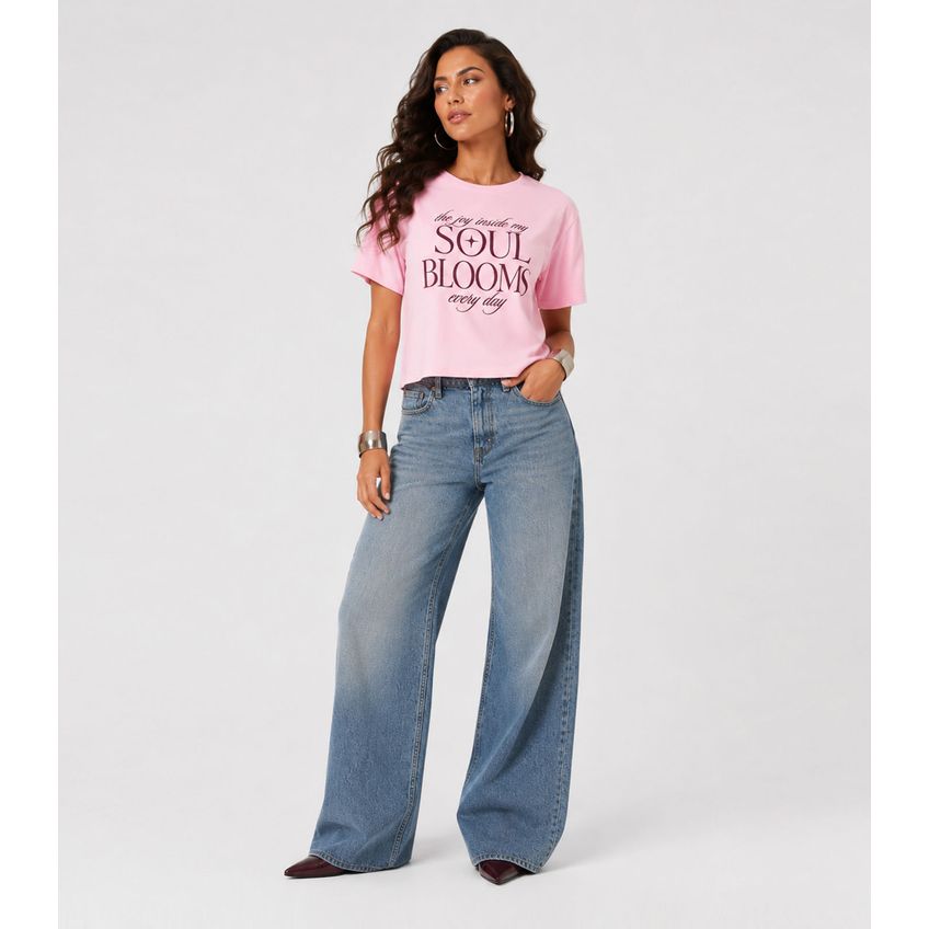 Blusa Feminina Com Estampa De Frase Infinita Cor Rosa M - imagem 3