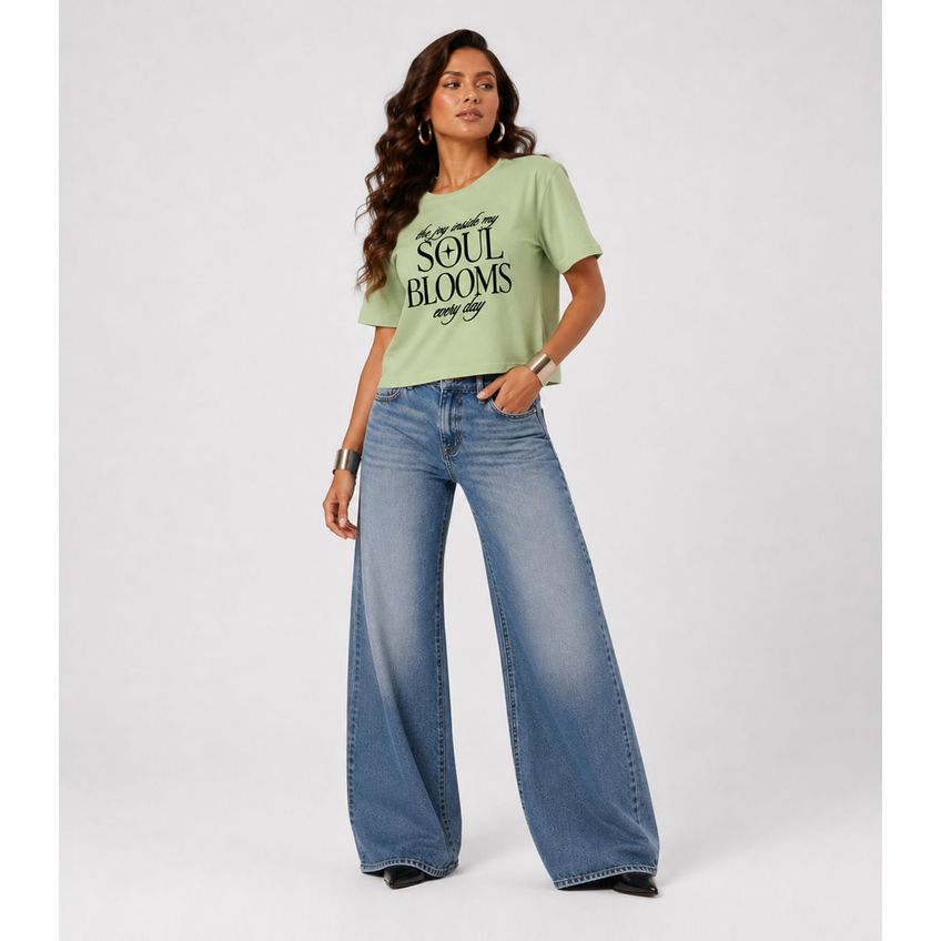 Blusa Feminina Com Estampa De Frase Infinita Cor Verde G - imagem 3