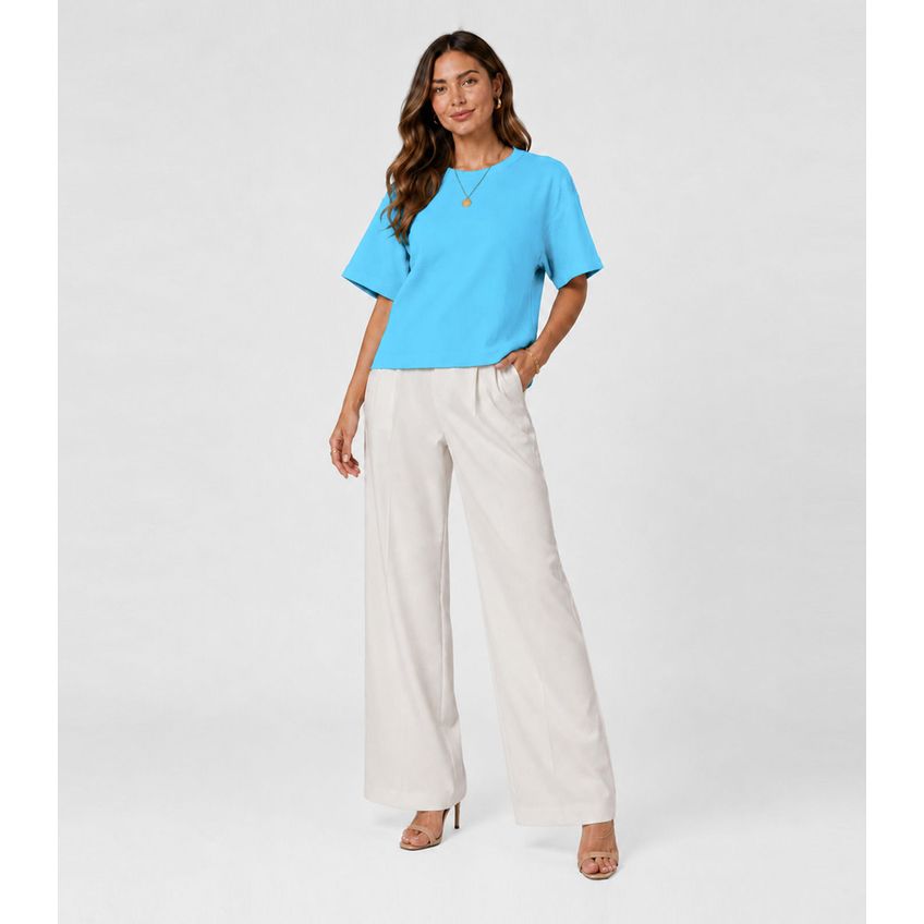 Blusa Feminina Básica Infinita Cor Azul G - imagem 3