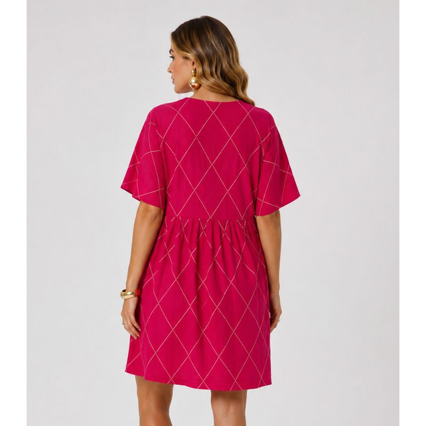Vestido Feminino Com Decote Em V Infinita Cor Rosa G - imagem 2