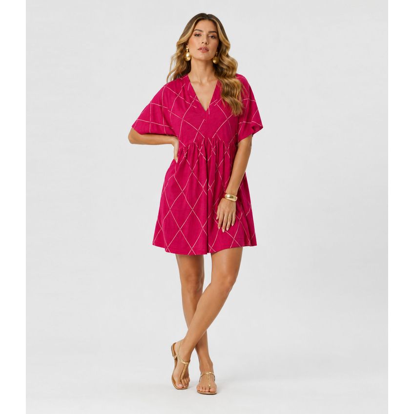 Vestido Feminino Com Decote Em V Infinita Cor Rosa G - imagem 3