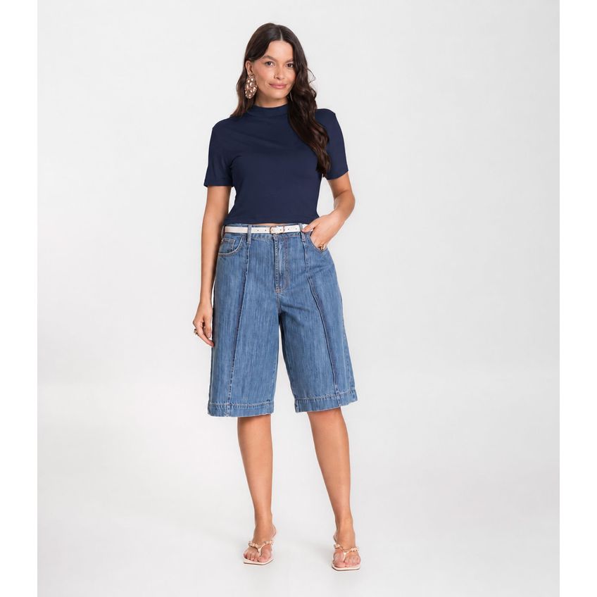 Blusa Cropped Feminina Select Azul GG - imagem 3