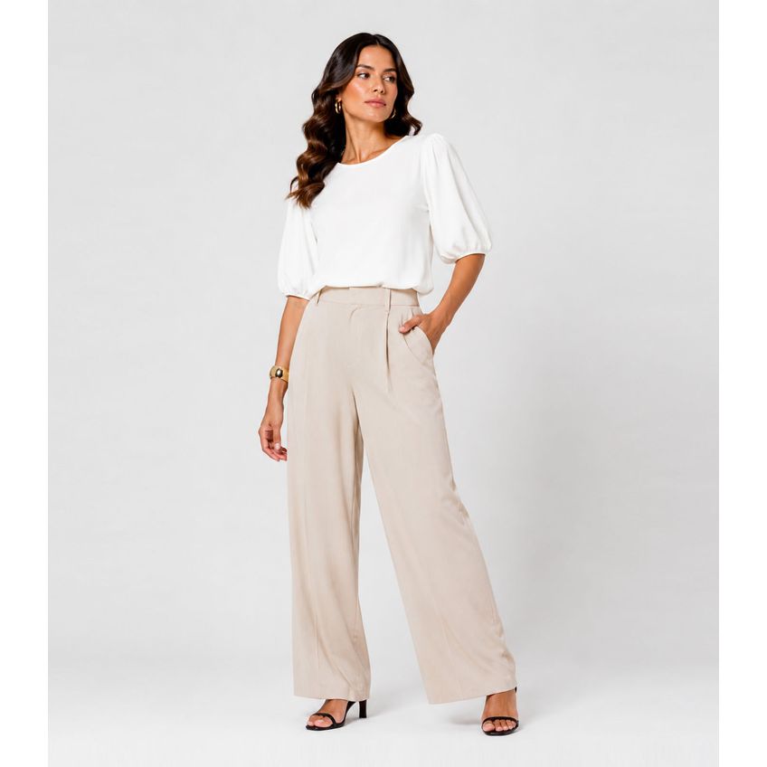 Blusa Feminina Com Manga Bufante Infinita Cor Branco GG - imagem 3