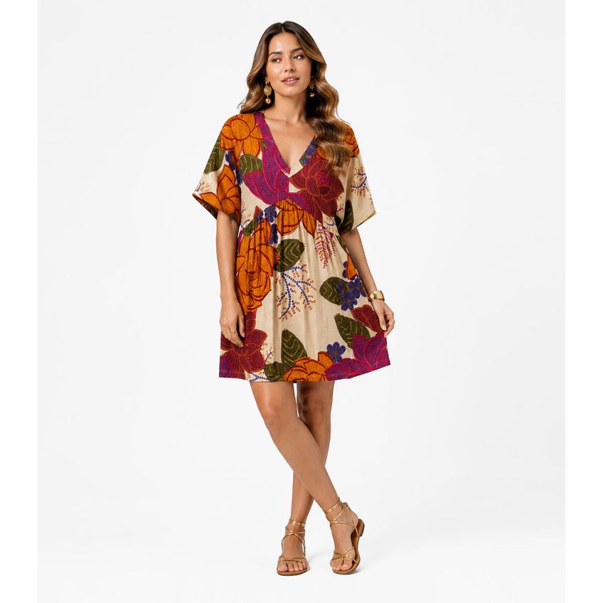 Vestido Feminino Com Decote Em V Infinita Cor Bege GG - imagem 3