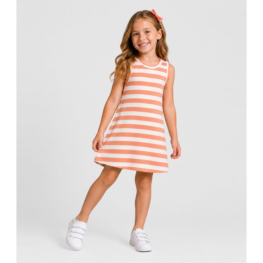 Vestido Infantil Feminino Listrado Select Marrom 10 - imagem 3