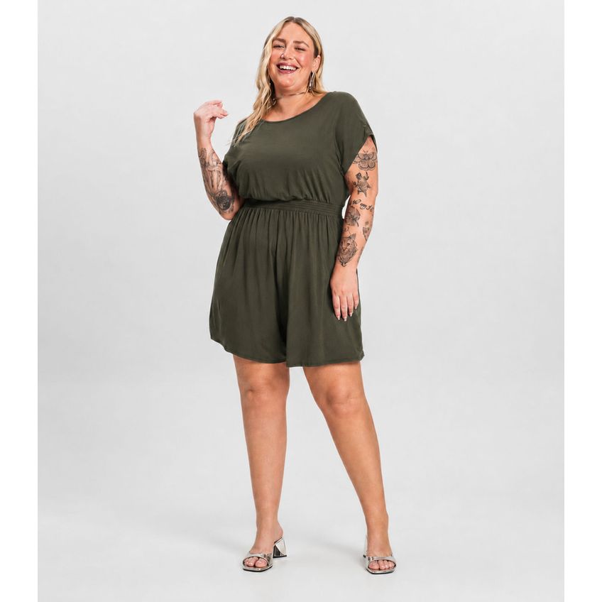 Macaquinho Feminino Malha Visco Infinita Cor Verde Plus G3 - imagem 3