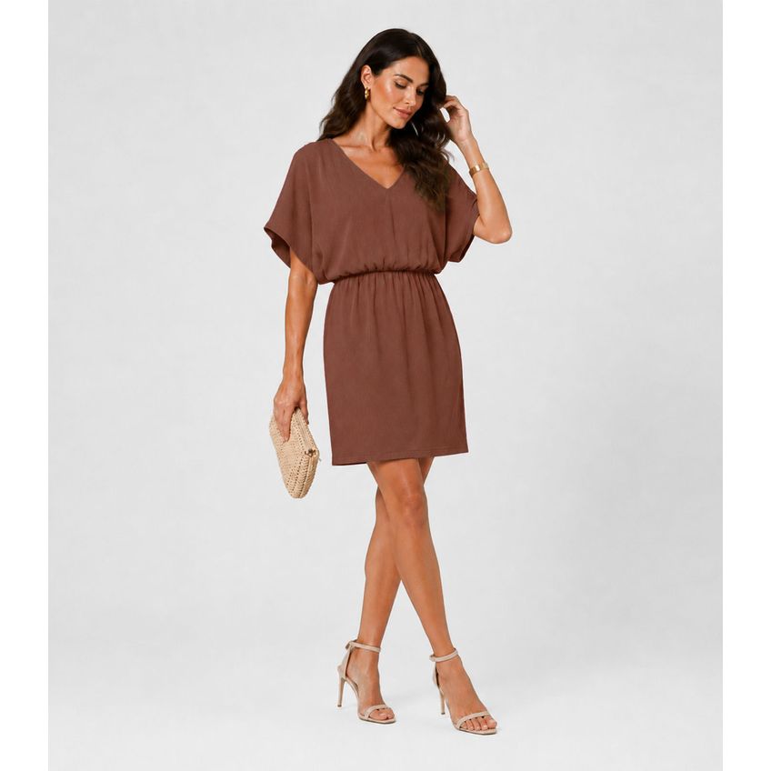 Vestido Feminino Com Decote Em V Infinita Cor Marrom M - imagem 3