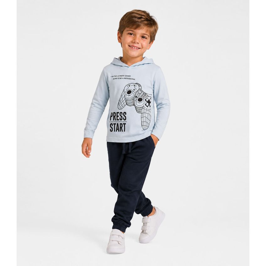 Blusão Com Capuz Infantil Masculino Estampa Select Azul 8 - imagem 3
