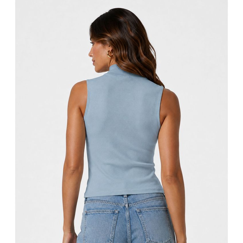 Blusa Feminina Com Gola Infinita Cor Azul M - imagem 2