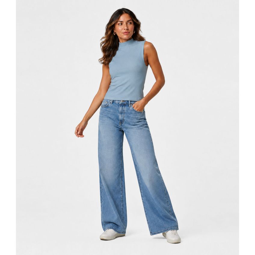 Blusa Feminina Com Gola Infinita Cor Azul M - imagem 3