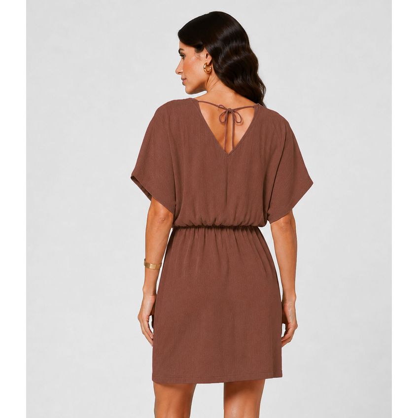 Vestido Feminino Com Decote Em V Infinita Cor Marrom G - imagem 2