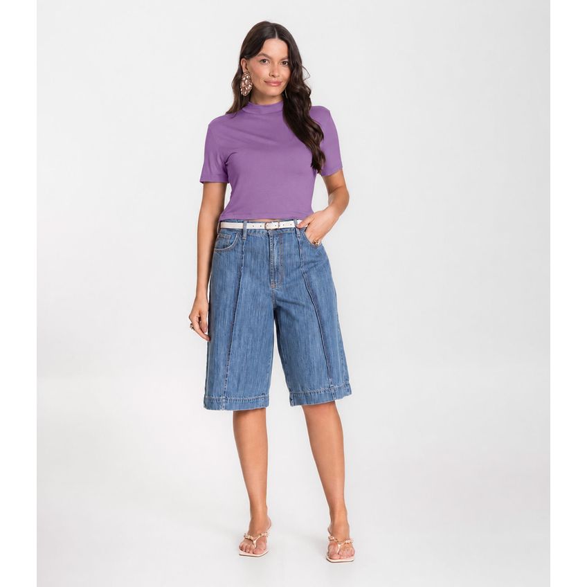 Blusa Cropped Feminina Select Rosa M - imagem 3