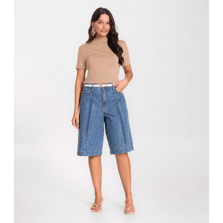 Blusa Cropped Feminina Select Bege G - imagem 3
