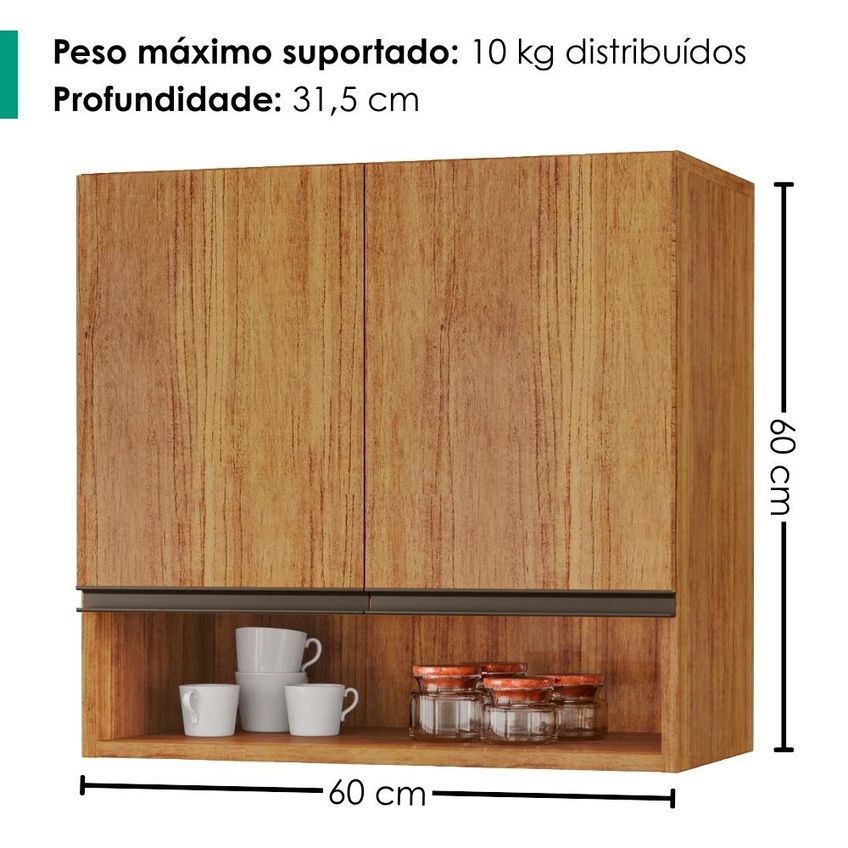 Armário Aéreo 2 Portas 60 Cm Islandia Cedro Rudk - imagem 3