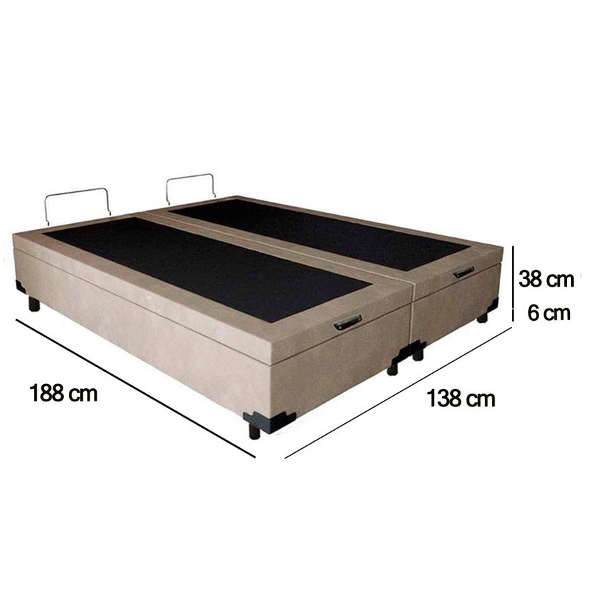 Cama Box Baú Casal Bipartido Suede Sereneprime Bege 138x188x44 - imagem 3