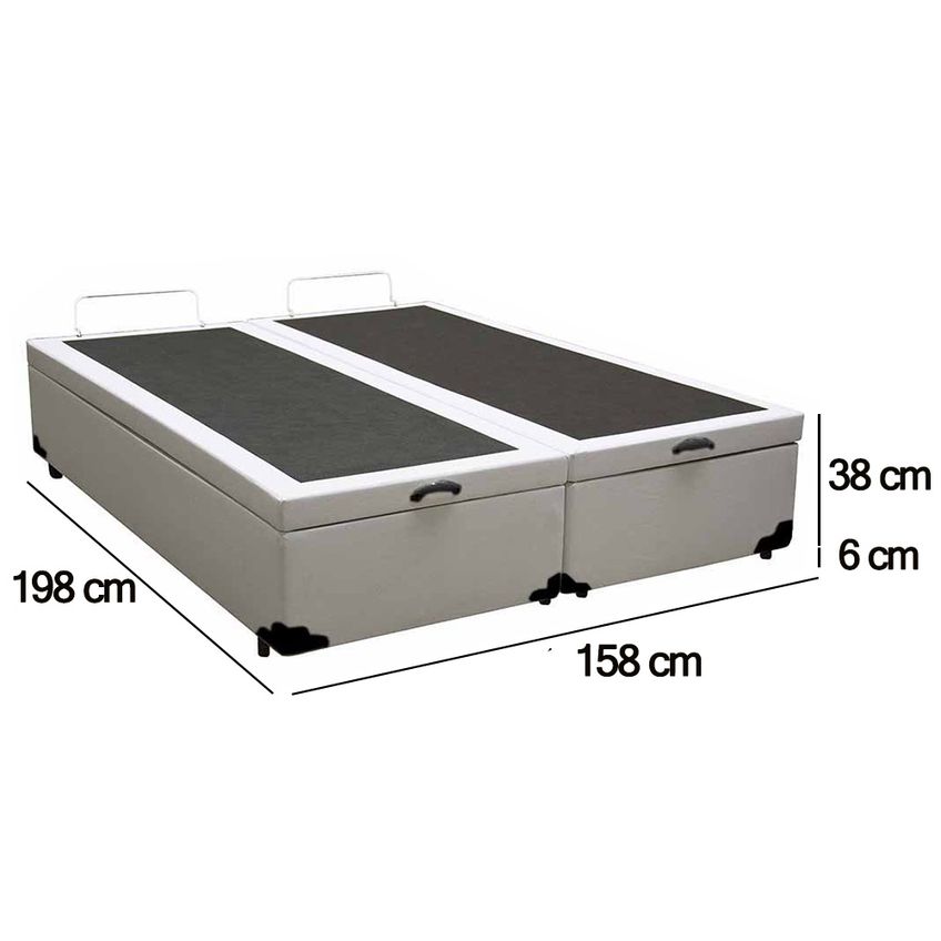 Cama Box Baú Queen Bipartido Sintético Sereneprime Branco 158x198x44 - imagem 3